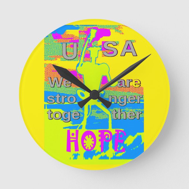 USA Unity Design: Hope and Strength Round Clock (Front)
