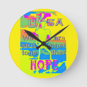 USA Unity Design: Hope and Strength Round Clock