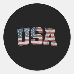 Usa Us Flag Patriotic 4th Of July America  Classic Round Sticker