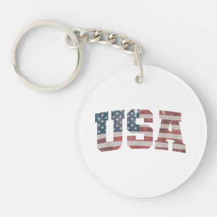 USA US Flag Patriotic 4th of July America Keychain