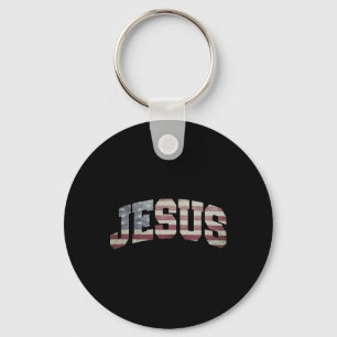 Usa Us Flag Patriotic 4th Of July Jesus Keychain