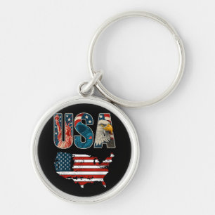 USA US Patriotic 4th of July America Flag Freedom Keychain