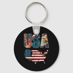 Usa Us Patriotic 4th Of July America Flag Freedom Keychain