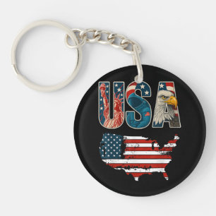 USA US Patriotic 4th of July America Flag Freedom Keychain