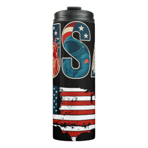 USA US Patriotic 4th of July America Flag Freedom  Thermal Tumbler