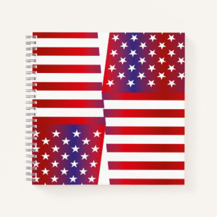 USA/USA FLAG Text Style BARNA by MASANSER Notebook