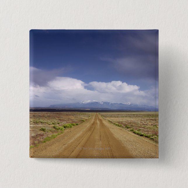 USA, Utah, Dirt road crossing landscape 2 Inch Square Button (Front)