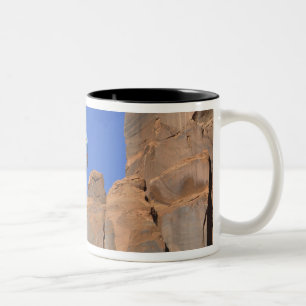 USA, Utah, Monument Valley. A rainbow hot-air Two-Tone Coffee Mug