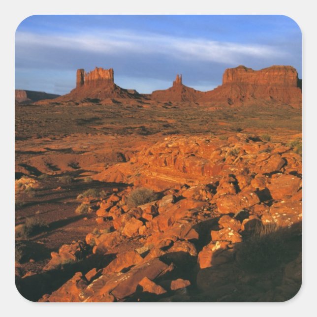 USA, Utah, Monument Valley. Sunset light Square Sticker (Front)