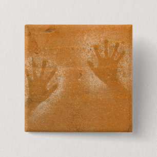 USA, Utah, Pictograph Hand-prints on sandstone, 2 Inch Square Button