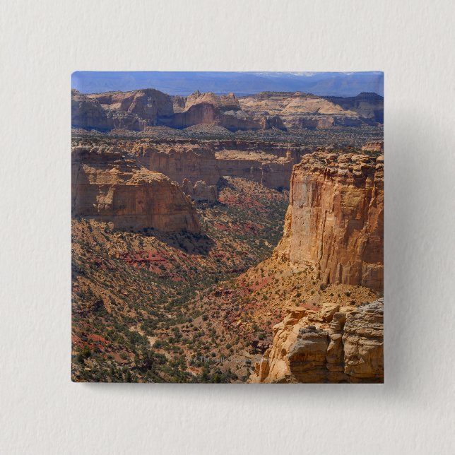 USA, Utah, Red Rock Cliffs 2 Inch Square Button (Front)