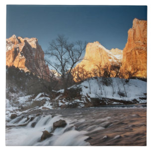 USA, Utah, Zion National Park. Mountain sunrise Tile