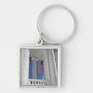 USA, VA, Arlington. American Flags are hung Keychain
