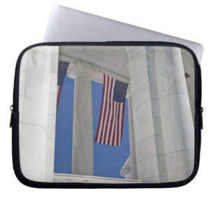 USA, VA, Arlington. American Flags are hung Laptop Sleeve