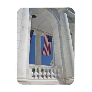 USA, VA, Arlington. American Flags are hung Magnet