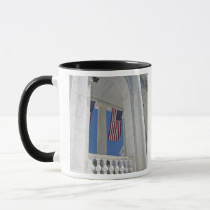 USA, VA, Arlington. American Flags are hung Mug