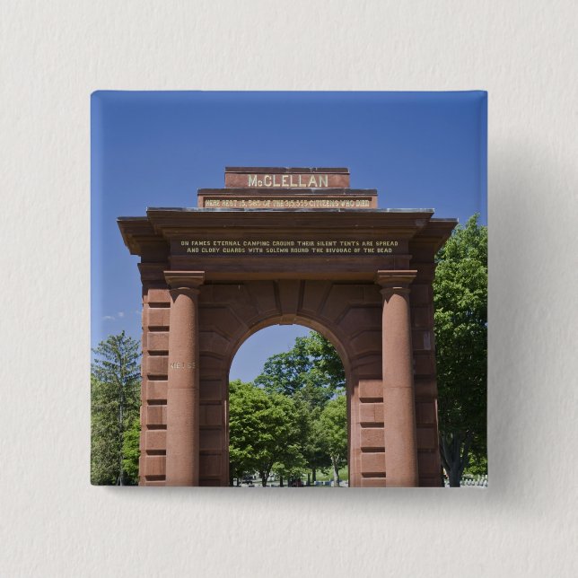 USA, VA, Arlington. McClellan Gate at Arlington 2 Inch Square Button (Front)