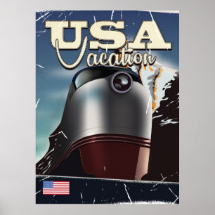 USA Vacation Train vintage Soviet train Poster