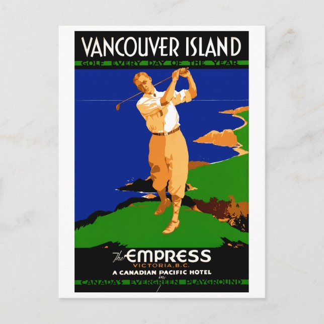 USA Vancouver Island Vintage Poster Restored Postcard (Front)