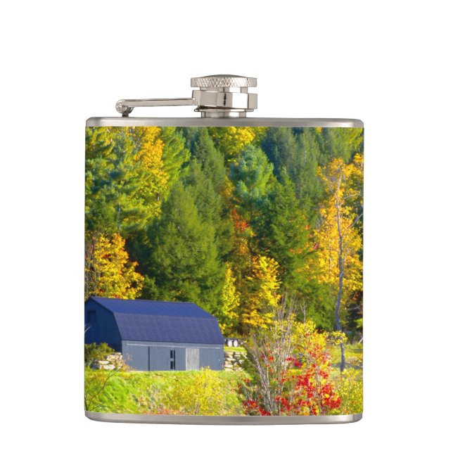 USA, Vermont. Fall foilage along Highway 100. Hip Flask (Front)