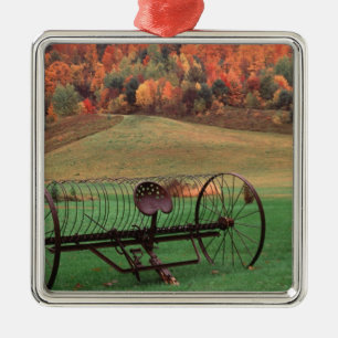 USA, Vermont, Farm. Metal Ornament