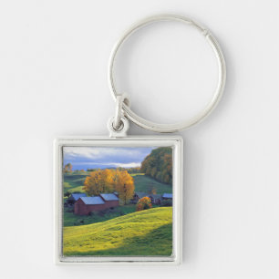 USA, Vermont, Jenne Farm. Rolling green hills Keychain
