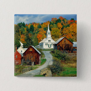 USA, Vermont, Waits River. Fall foliage adds 2 Inch Square Button