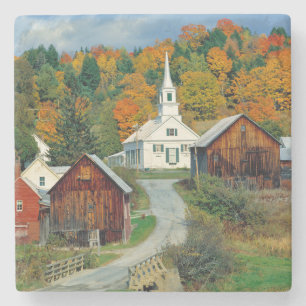 USA, Vermont, Waits River. Fall foliage adds Stone Coaster