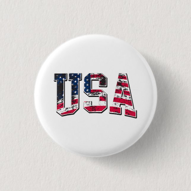 USA Vintage American Flag 1 Inch Round Button (Front)