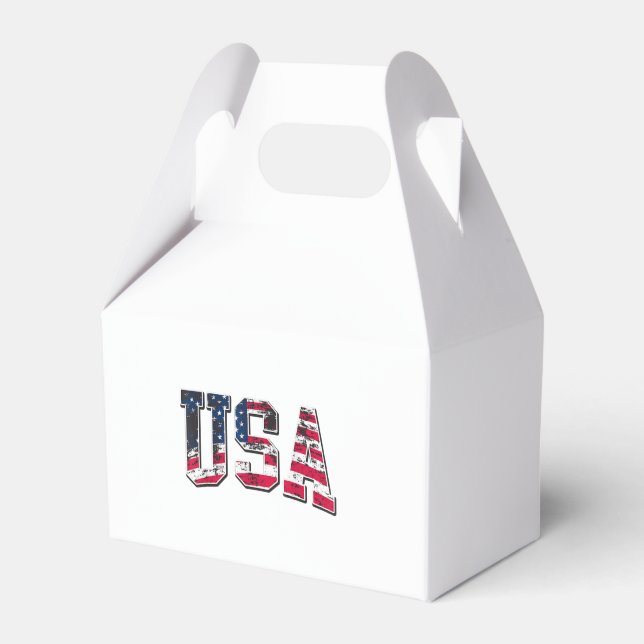 USA Vintage American Flag Favor Box (Front Side)