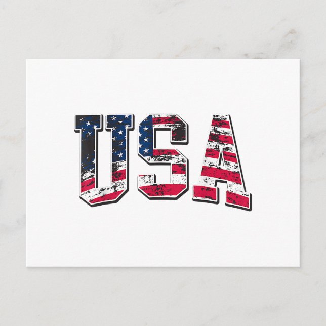 USA Vintage American Flag Holiday Postcard (Front)