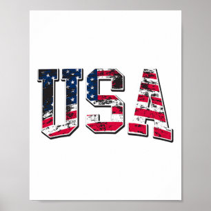 Usa Vintage American Flag  Poster