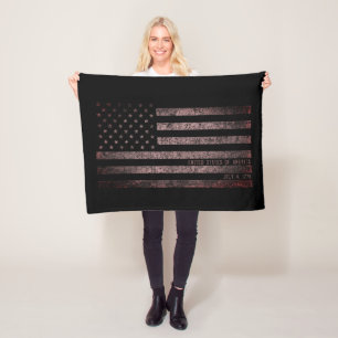USA Vintage Black Pink Grunge American Flag Fleece Blanket