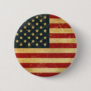 USA Vintage Grunge Flag Button