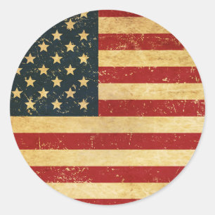 USA Vintage Grunge Flag Classic Round Sticker