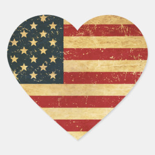 USA Vintage Grunge Flag Heart Sticker