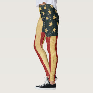 USA Vintage Grunge Flag Leggings