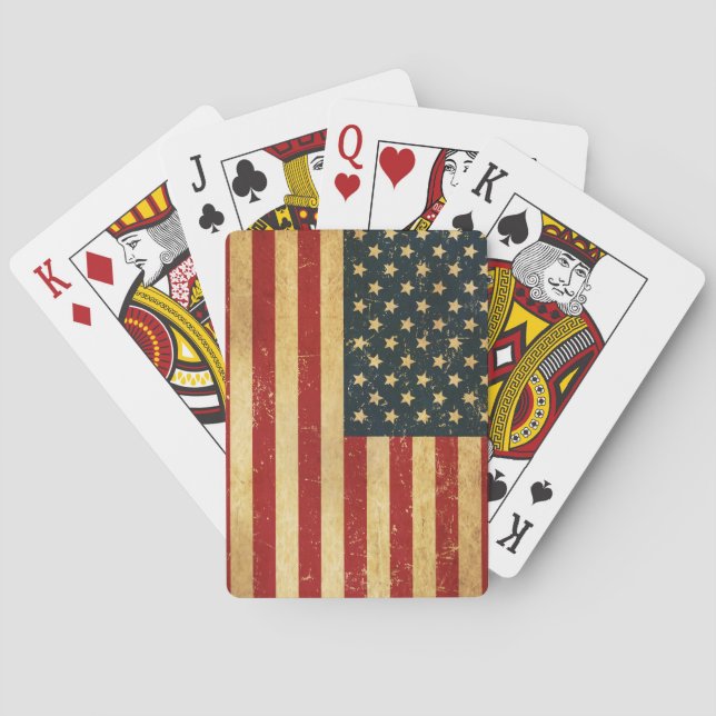 USA Vintage Grunge Flag Playing Cards (Back)