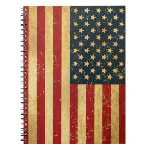 USA Vintage Grunge Flag Spiral Photo Notebook