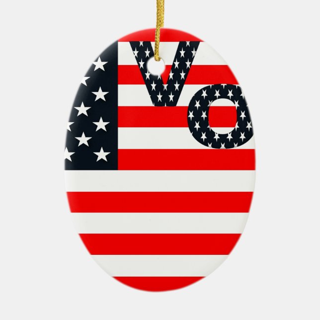 Usa Vote Ceramic Ornament (Front)