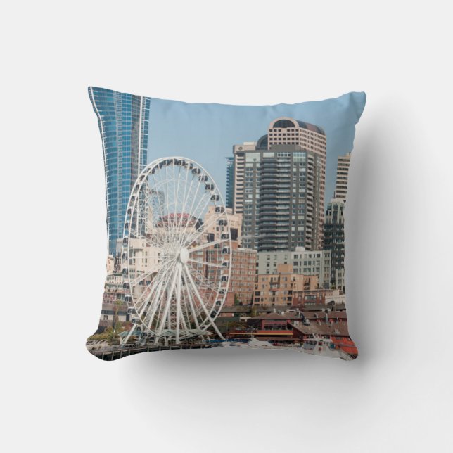USA, Wa, Seattle. Argosy Harbour Cruise Boat Throw Pillow (Front)
