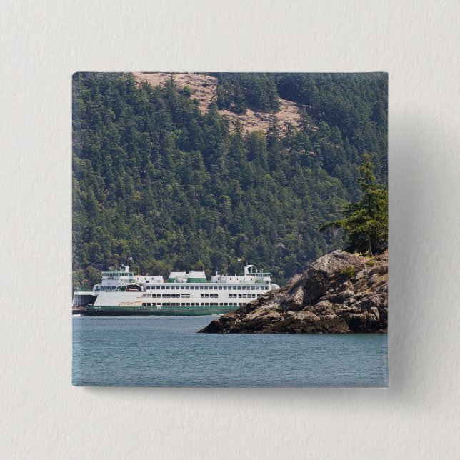 USA, WA. Washington State Ferries 2 Inch Square Button (Front)
