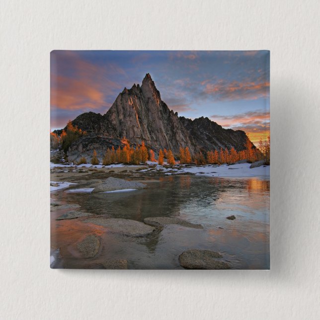 USA, Washington, Cascade Mountains. Prusik 2 Inch Square Button (Front)