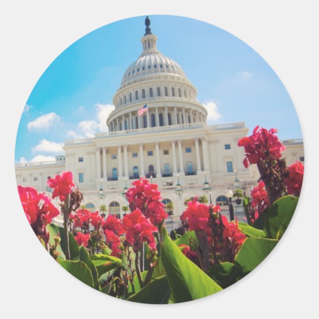 USA, Washington DC, Capitol Building Classic Round Sticker (Front)