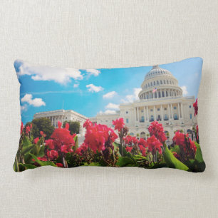 USA, Washington DC, Capitol Building Lumbar Pillow