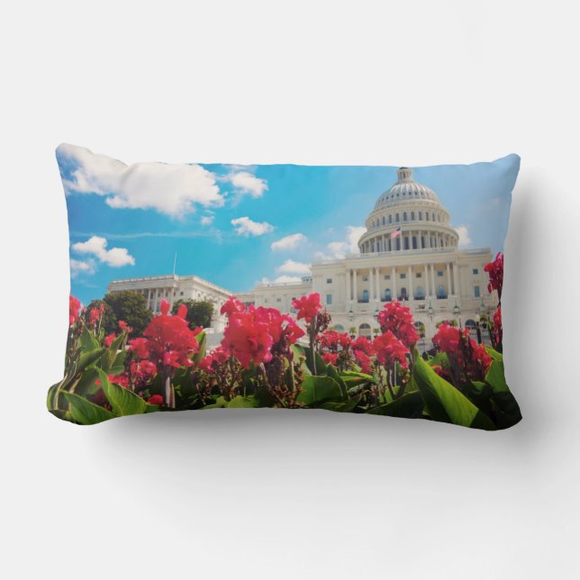 USA, Washington DC, Capitol Building Lumbar Pillow (Front)