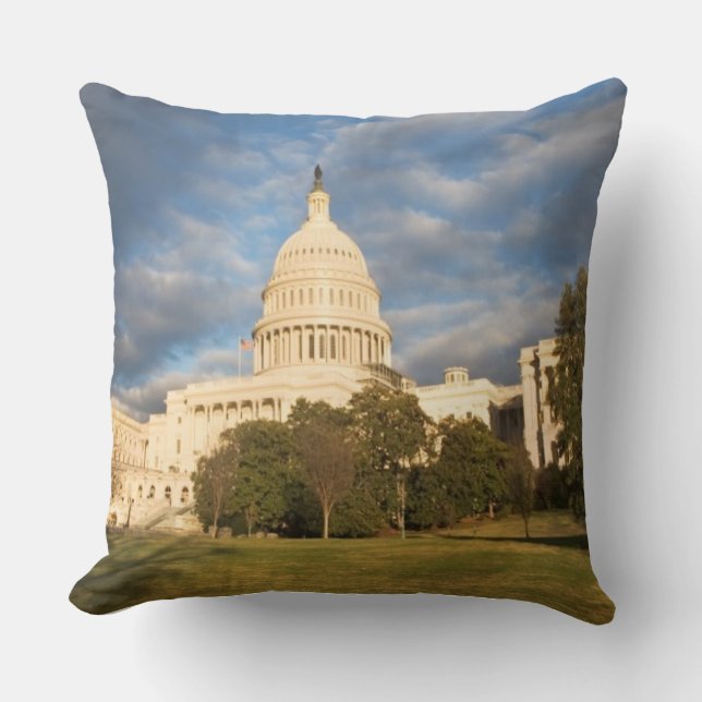 USA, Washington DC, Capitol building Throw Pillow (Front)