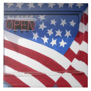 USA, Washington, Moses Lake. Flag wall mural on Tile