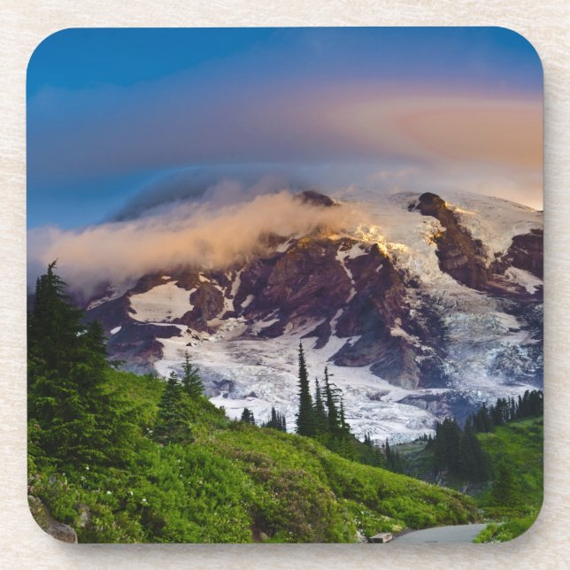 USA, Washington, Mt. Rainier. Morning sun Coaster (Front)