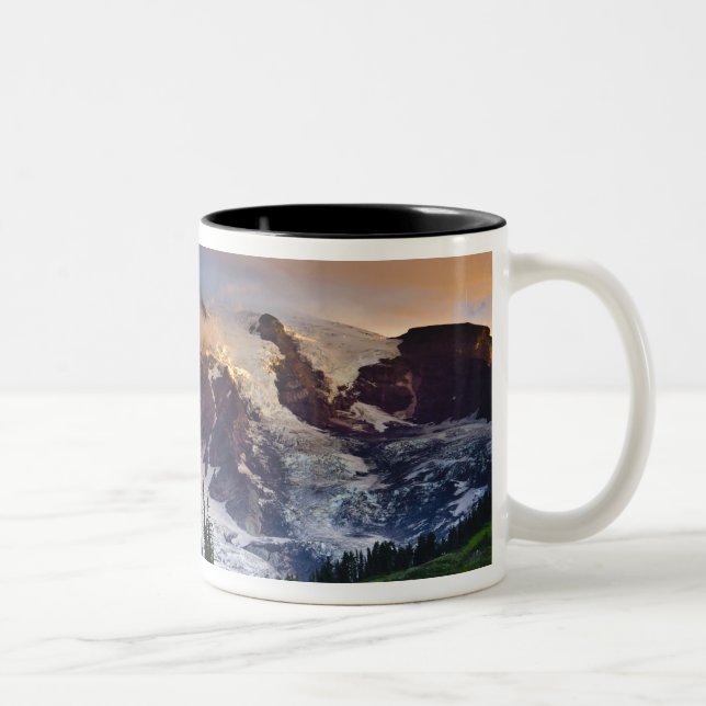 USA, Washington, Mt. Rainier. Morning sun Two-Tone Coffee Mug (Right)